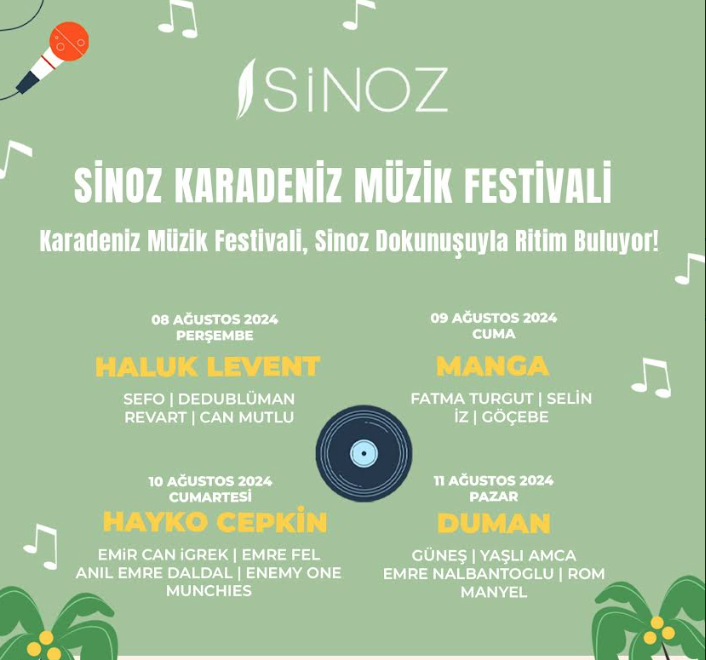 Sinoz Karadeniz Müzik Festivali ünlü sanatçıları misafir ediyor